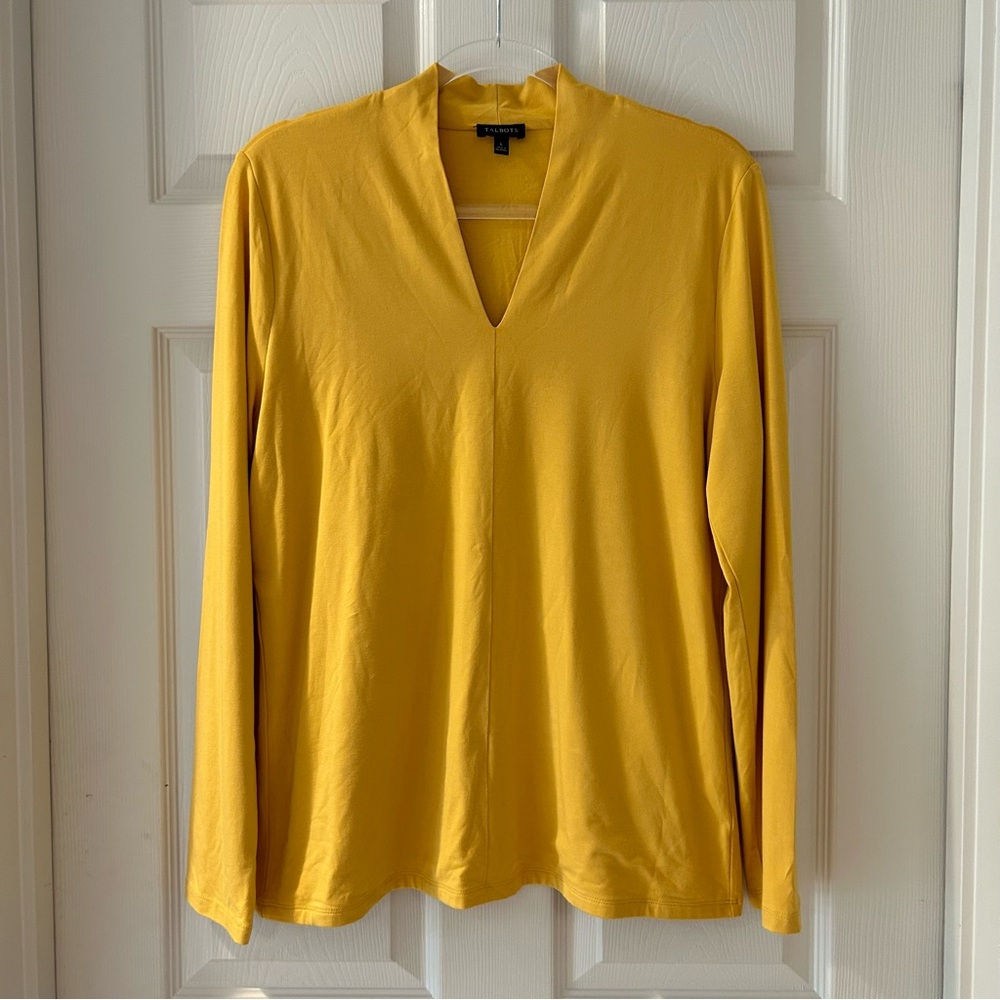 Talbots Yellow Gold Long Sleeve V-Neck Blouse